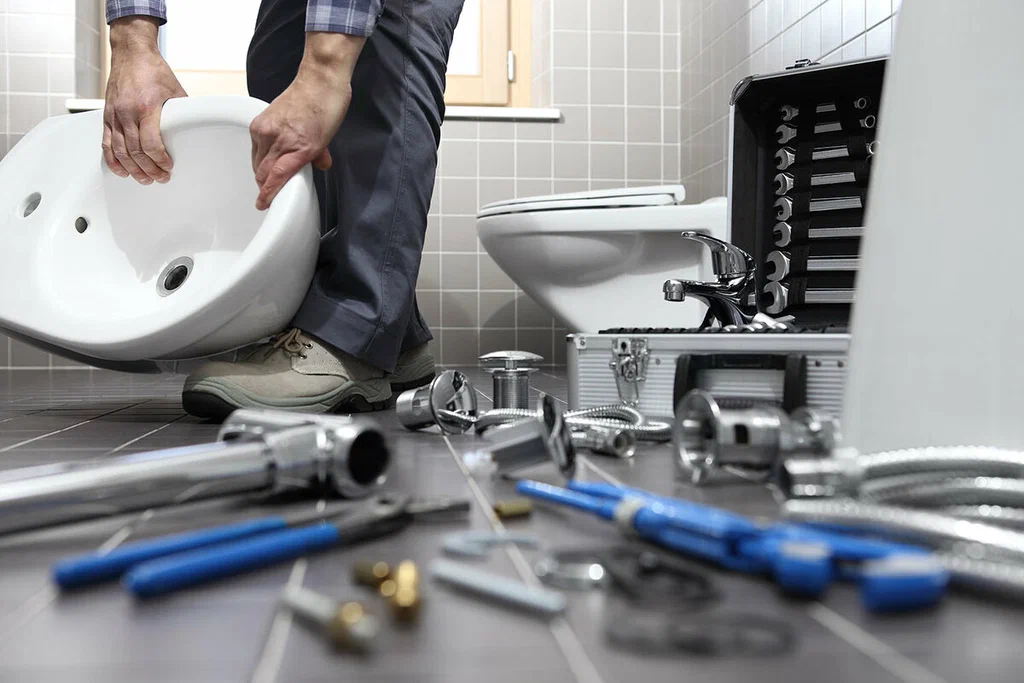 Plumbing tools prepared for a bathroom repair in Spring Valley