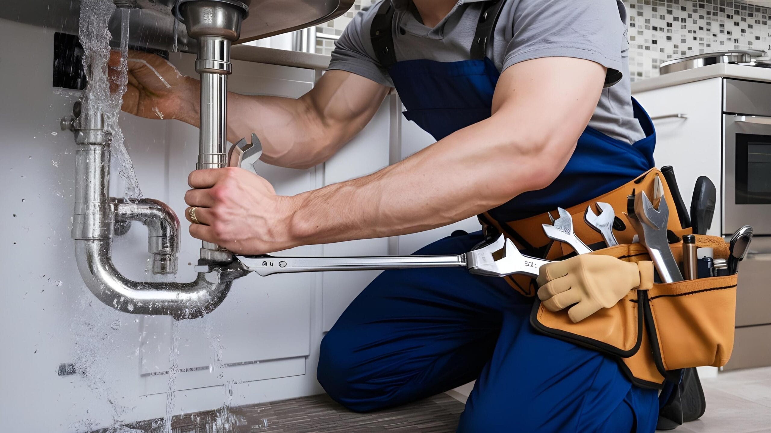 Plumber tightening a residential plumbing pipe in Spring Valley